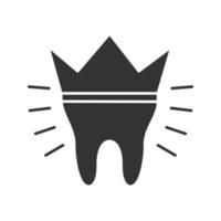 icône de glyphe de couronne dentaire. restauration dentaire. symbole de silhouette. espace négatif. illustration vectorielle isolée vecteur