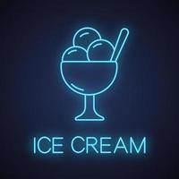 crème glacée dans l'icône de néon de bol. signe lumineux. illustration vectorielle isolée vecteur