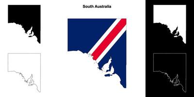 Sud Australie Vide contour carte ensemble vecteur