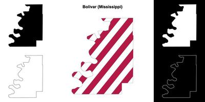 bolivar comté, Mississippi contour carte ensemble vecteur