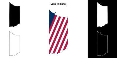 Lac comté, Indiana contour carte ensemble vecteur