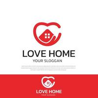 illustration d'amour de logo de conception de maison, logo de soins à domicile, icône, modèle de vecteur de symbole