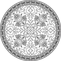 linéaire contour rond turc ornement. ottoman cercle, anneau, Cadre. musulman modèle pour coloré verre vecteur