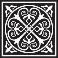 monochrome carré byzantin ornement, nouer, rosette. cercle grec modèle, dessin de le est romain Empire. décoration de le russe orthodoxe église. vecteur