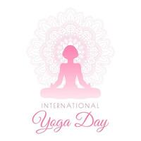 élégant Contexte pour international yoga journée avec femelle silhouette dans yoga pose vecteur