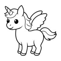 adorable chibi Licorne ligne art vecteur