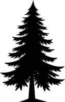 une noir et blanc silhouette de une pin arbre vecteur