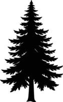 une noir et blanc silhouette de une pin arbre vecteur