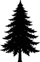 une noir et blanc silhouette de une pin arbre vecteur