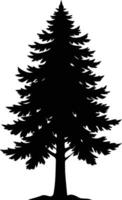 une noir et blanc silhouette de une pin arbre vecteur