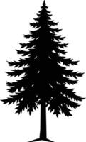 une noir et blanc silhouette de une pin arbre vecteur