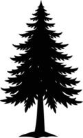 une noir et blanc silhouette de une pin arbre vecteur