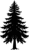 une noir et blanc silhouette de une pin arbre vecteur