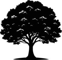 chêne arbre silhouette noir sur blanc Contexte vecteur