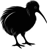 une noir et blanc silhouette de une kiwi oiseau vecteur