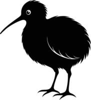 une noir et blanc silhouette de une kiwi oiseau vecteur