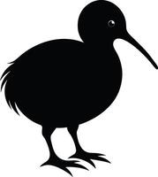 une noir et blanc silhouette de une kiwi oiseau vecteur