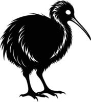 une noir et blanc silhouette de une kiwi oiseau vecteur