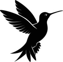 colibri silhouette noir illustration vecteur