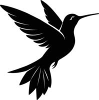 colibri silhouette noir illustration vecteur