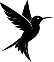 colibri silhouette noir illustration vecteur