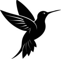 colibri silhouette noir illustration vecteur