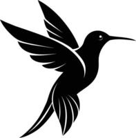 colibri silhouette noir illustration vecteur