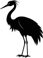 une silhouette de une grue oiseau permanent sur une blanc Contexte vecteur