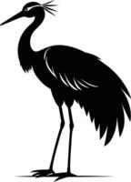 une silhouette de une grue oiseau permanent sur une blanc Contexte vecteur