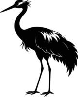 une silhouette de une grue oiseau permanent sur une blanc Contexte vecteur