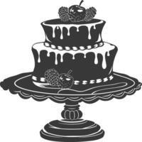 silhouette gâteau plat noir Couleur seulement plein vecteur