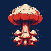 champignon nuage explosion bande dessinée ancien style vecteur