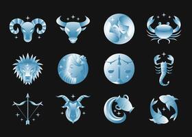 zodiaque panneaux ensemble. collection de monochrome pente horoscope symboles vecteur