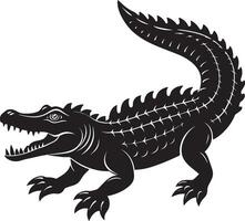 crocodile - noir et blanc dessin animé illustration, vecteur