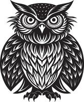 hibou - noir et blanc illustration pour tatouage. vecteur