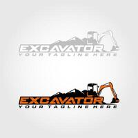 excavatrice logo modèle icône illustration conception. lourd équipement pour construction entreprise. vecteur