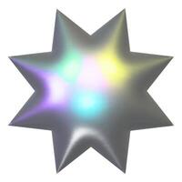 3d métal holographique y2k élément - étoile avec brillant chrome effet vecteur