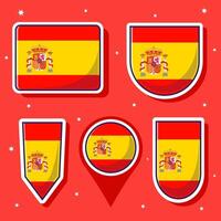 plat dessin animé illustration de Espagne nationale drapeau avec beaucoup formes à l'intérieur vecteur