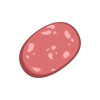 icône de saucisse de viande rose avec des couches de graisse blanche. petit-déjeuner ou de la charcuterie. illustration de plat de vecteur