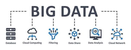icône de données volumineuses - illustration vectorielle. données, serveur, stockage, infographie, modèle, présentation, concept, bannière, pictogramme, jeu d'icônes, icônes . vecteur