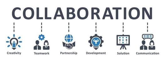 icône de collaboration - illustration vectorielle. coopération, équipe, partenariat, infographie, modèle, présentation, concept, bannière, pictogramme, jeu d'icônes, icônes .