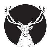 cerf illustration art noir et blanc vecteur