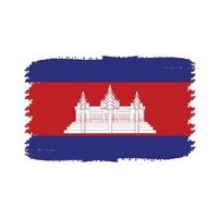 vecteur de drapeau du cambodge avec style pinceau aquarelle