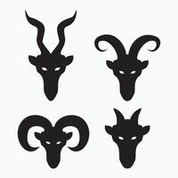 visage de mouton, chèvre, gamelle chèvre, angora chèvre ensemble - mammifère, animal icône vecteur