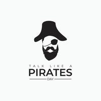 tête pirates logo silhouette isolé sur blanc - septembre un événement vecteur