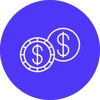 dollar ligne multi cercle icône vecteur