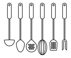 Ustensiles de cuisine cuisiner l'art de la ligne modèle vecteur icône illustration design