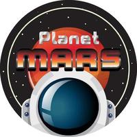 création de logo de mot planète mars avec astronaute vecteur