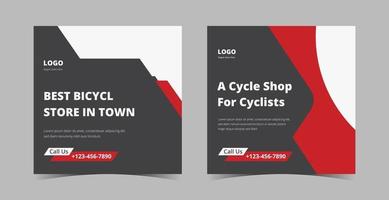 magasin de vélos ouvrant la conception des médias sociaux. nouvelle conception de dépliant d'affiches de collection de vélos. modèle de médias sociaux pour la grande ouverture du magasin de vélos. vecteur