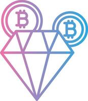 bitcoin diamant ligne pente icône conception vecteur